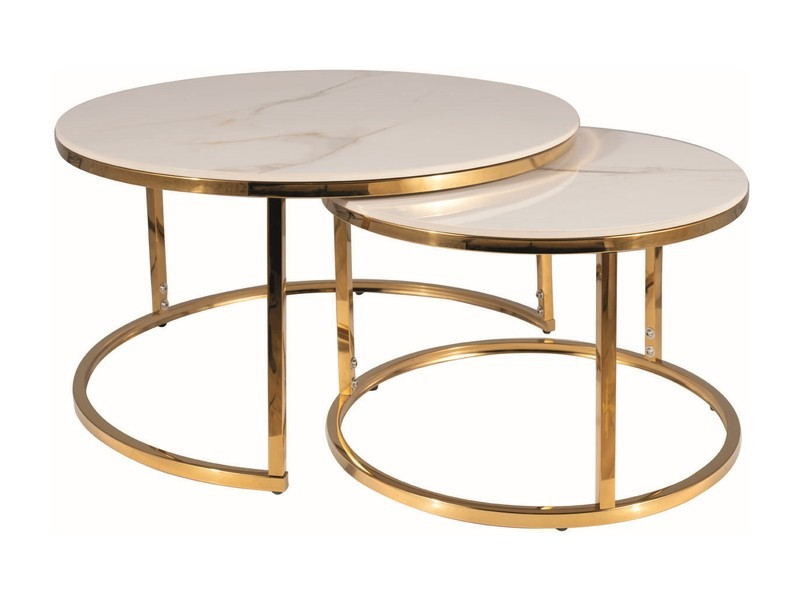 Set mese de cafea portafino a – marmura alba/gold