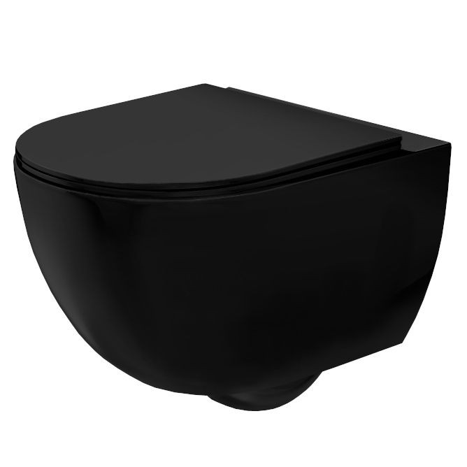 Poze Vas wc Carlo Mini Rimless cu capac softclose negru mat