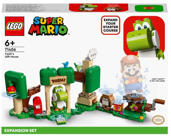 idei de cadouri pentru sot de ziua lui LEGO® Super Mario™ - Set de extindere - Casa cu cadouri a lui Yoshi 71406, 246 piese