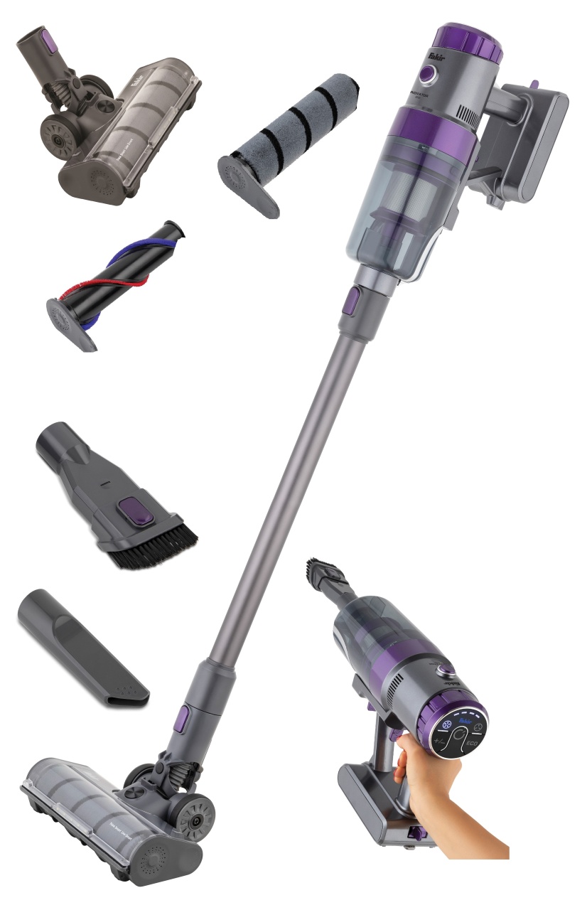 Aspirator vertical 2in1 Fakir INOVATOR 6065, Perie electrica, 30 V, 350W, 40 min autonomie, Ecran LED touch, HEPA, Iluminare LED perie, 500 ml, Mov