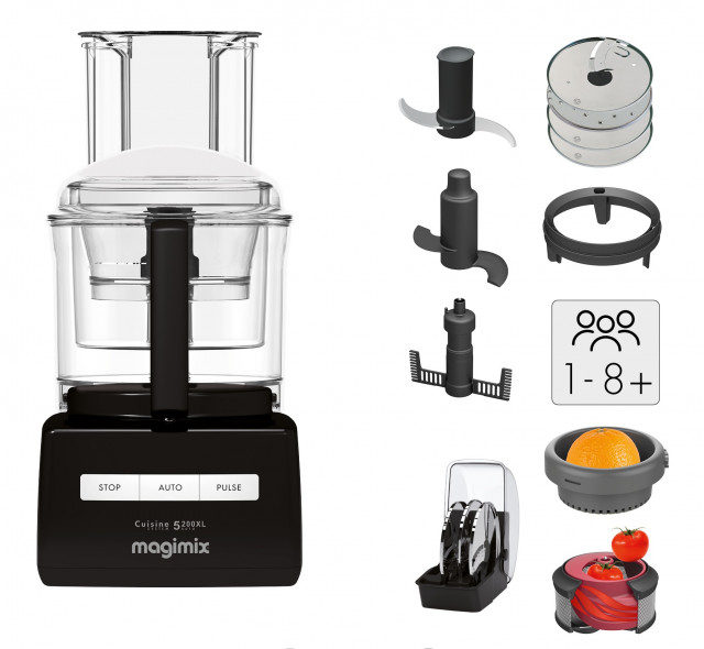 Robot multifunctional Magimix CS5200XL Premium, 1100W, Motor profesional cu 30 ani garantie, 3 boluri (3.6L/2.6L/1.2L), Viteza automata, Fabr. in