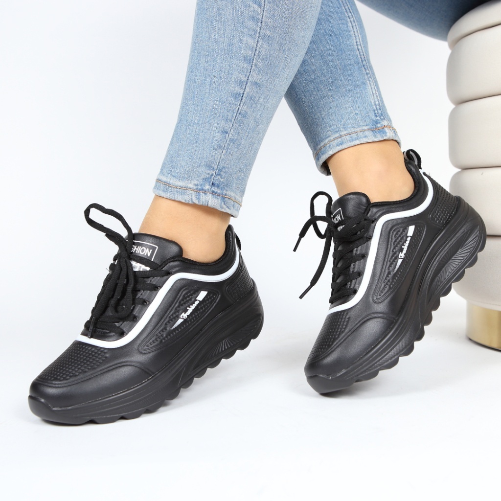 Adidasi piele ecologica negri Cintia