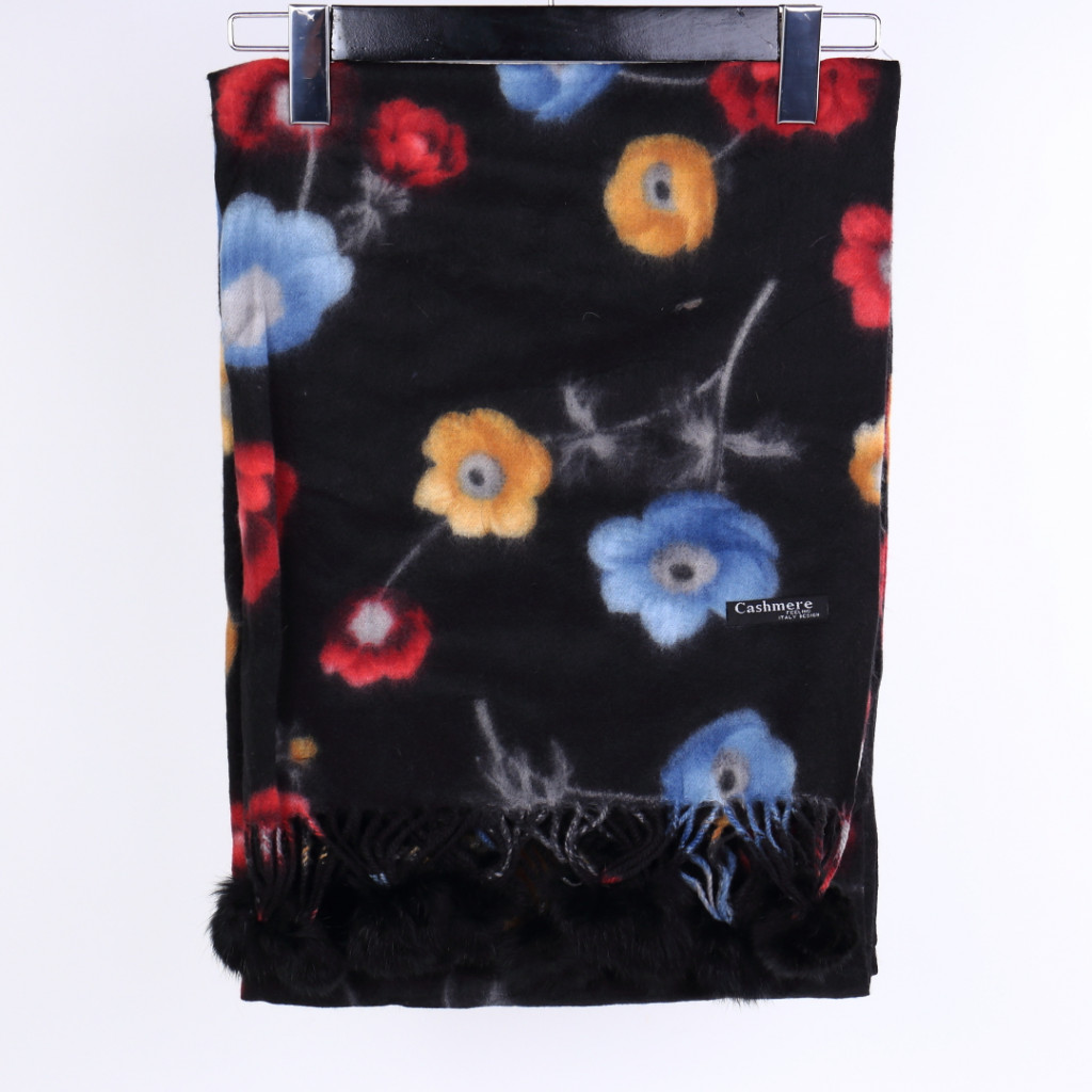 Esarfa cu flori neagra flami