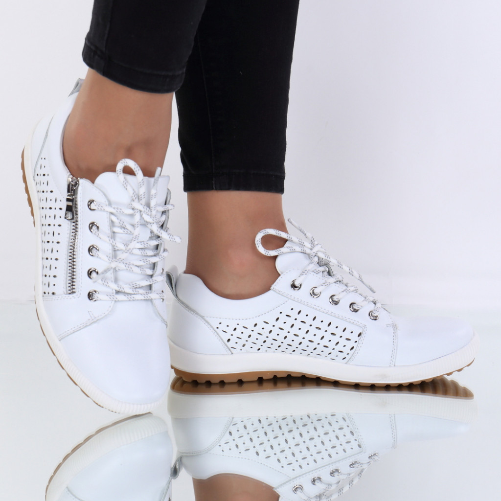 Pantofi piele ecologica albi Valentina lafetecochete.ro imagine 2022 13clothing.ro