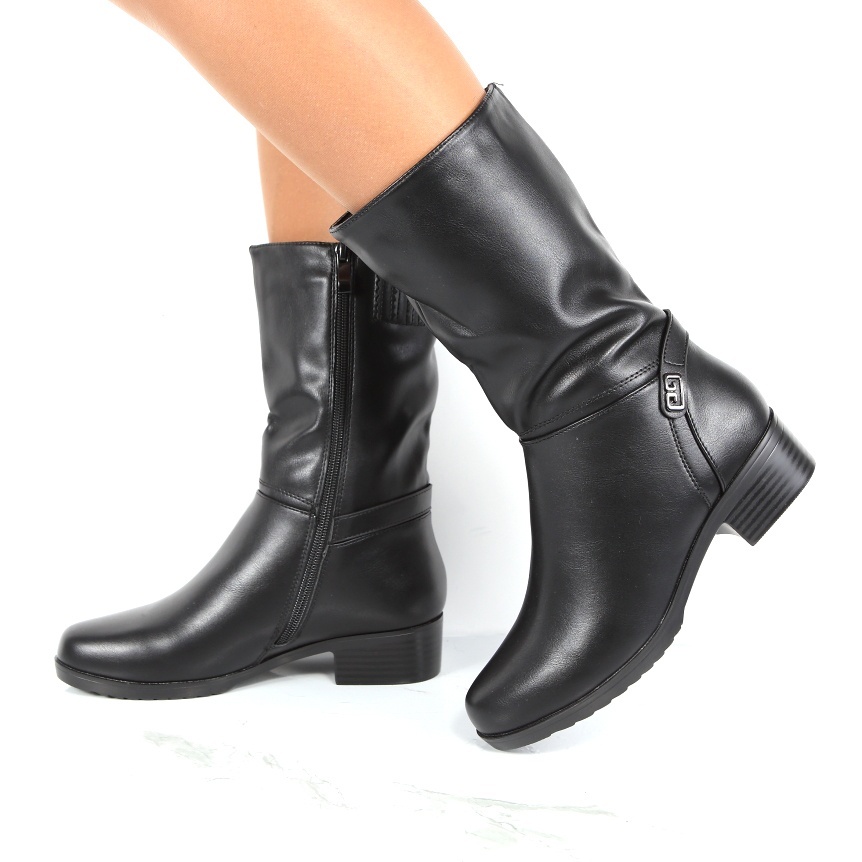 Cizme negre imblanite Saely