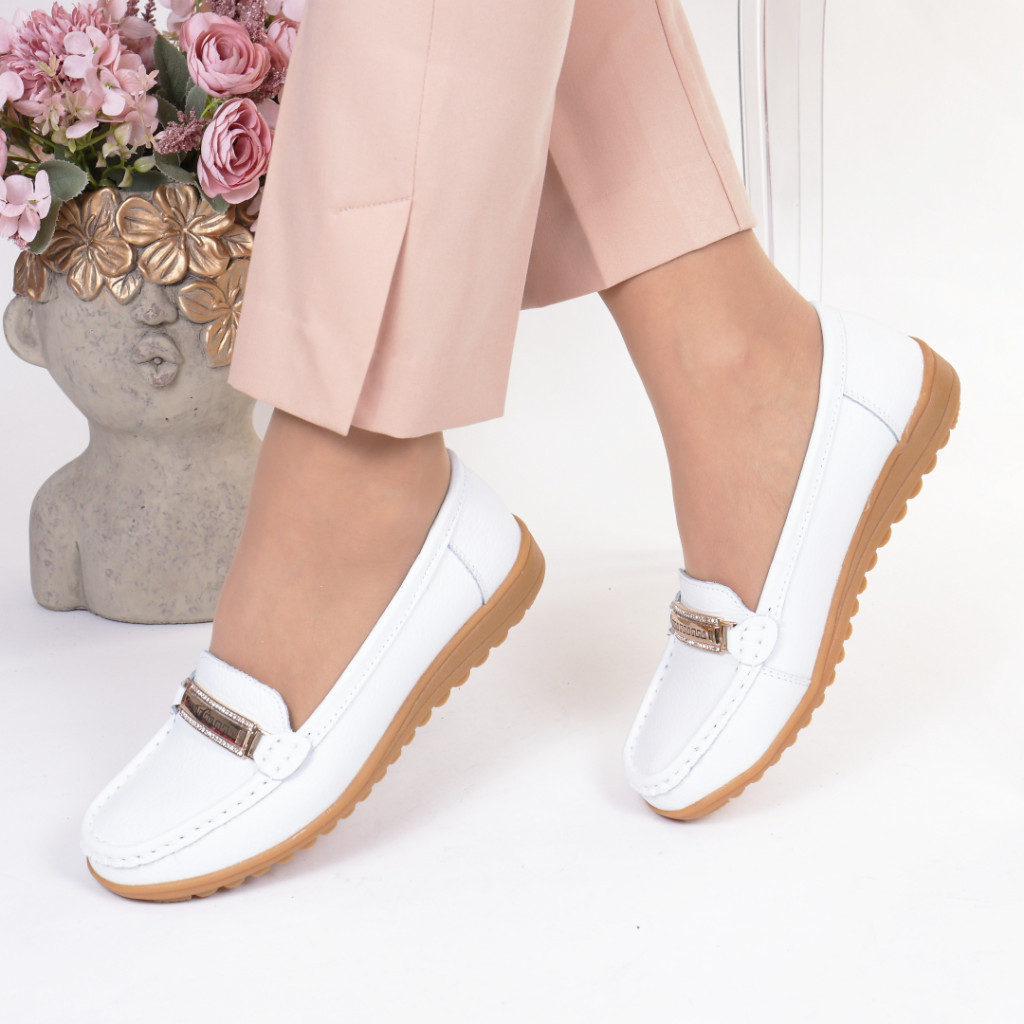 Pantofi albi piele naturala Edana lafetecochete.ro imagine 2022 13clothing.ro