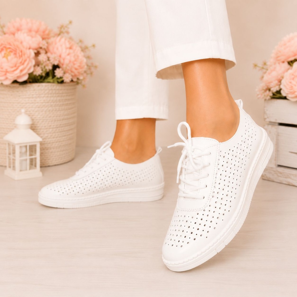Pantofi albi usori Raima