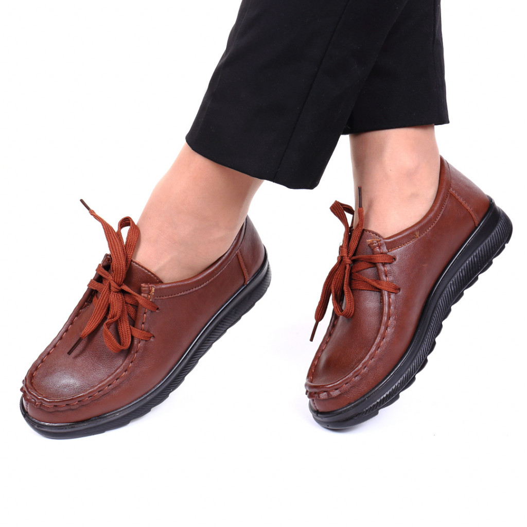 Pantofi piele ecologica maro gloria