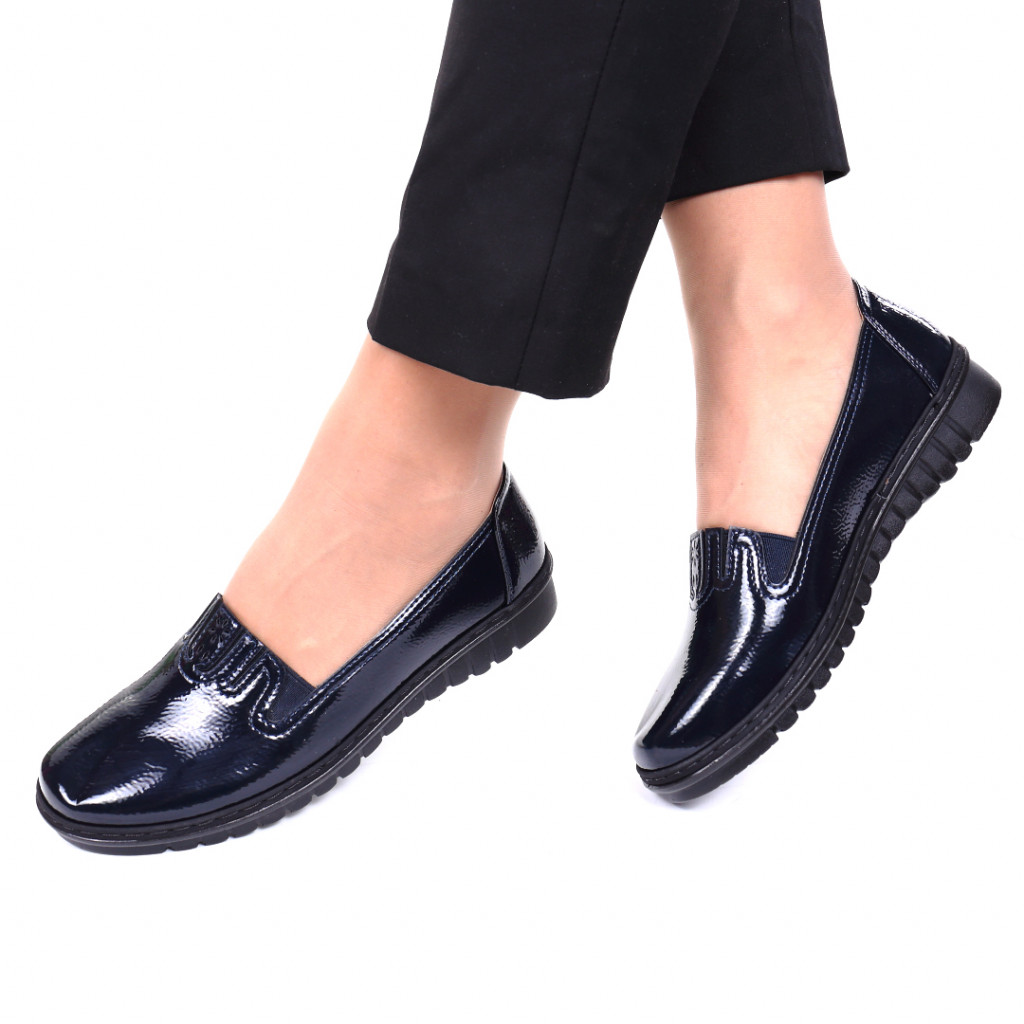 Pantofi piele ecologica bleumarin anca