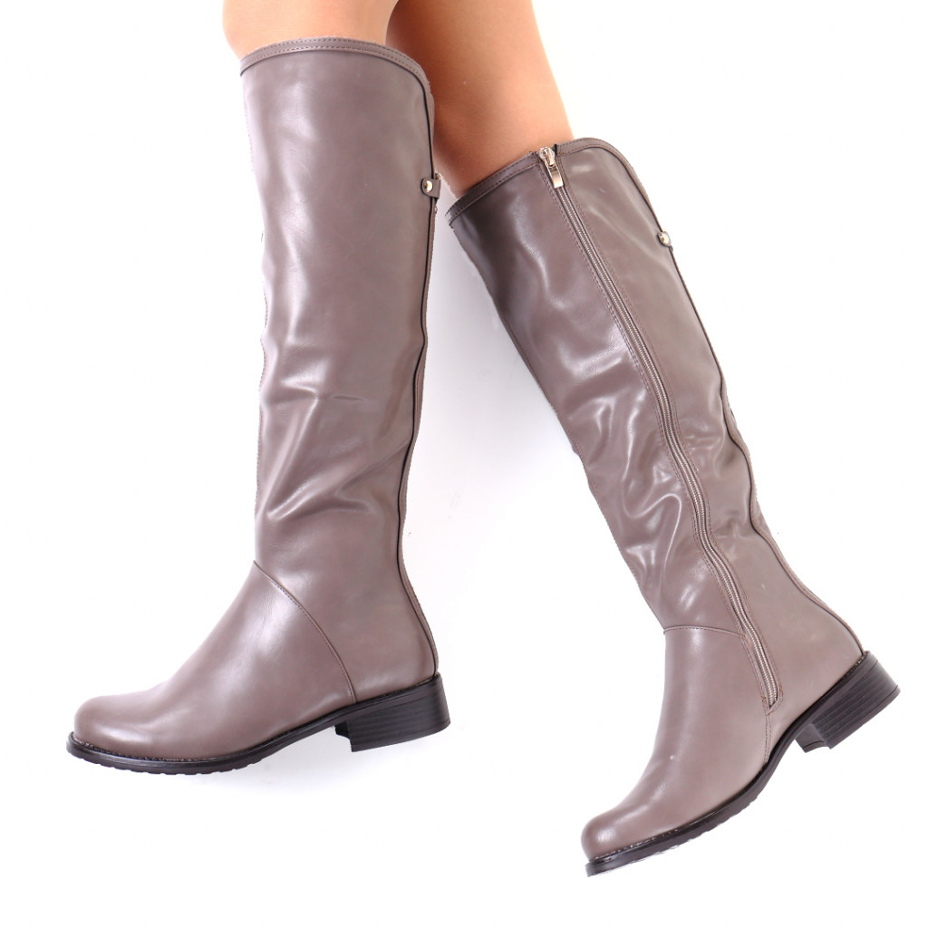 Cizme piele ecologica gri Liuba