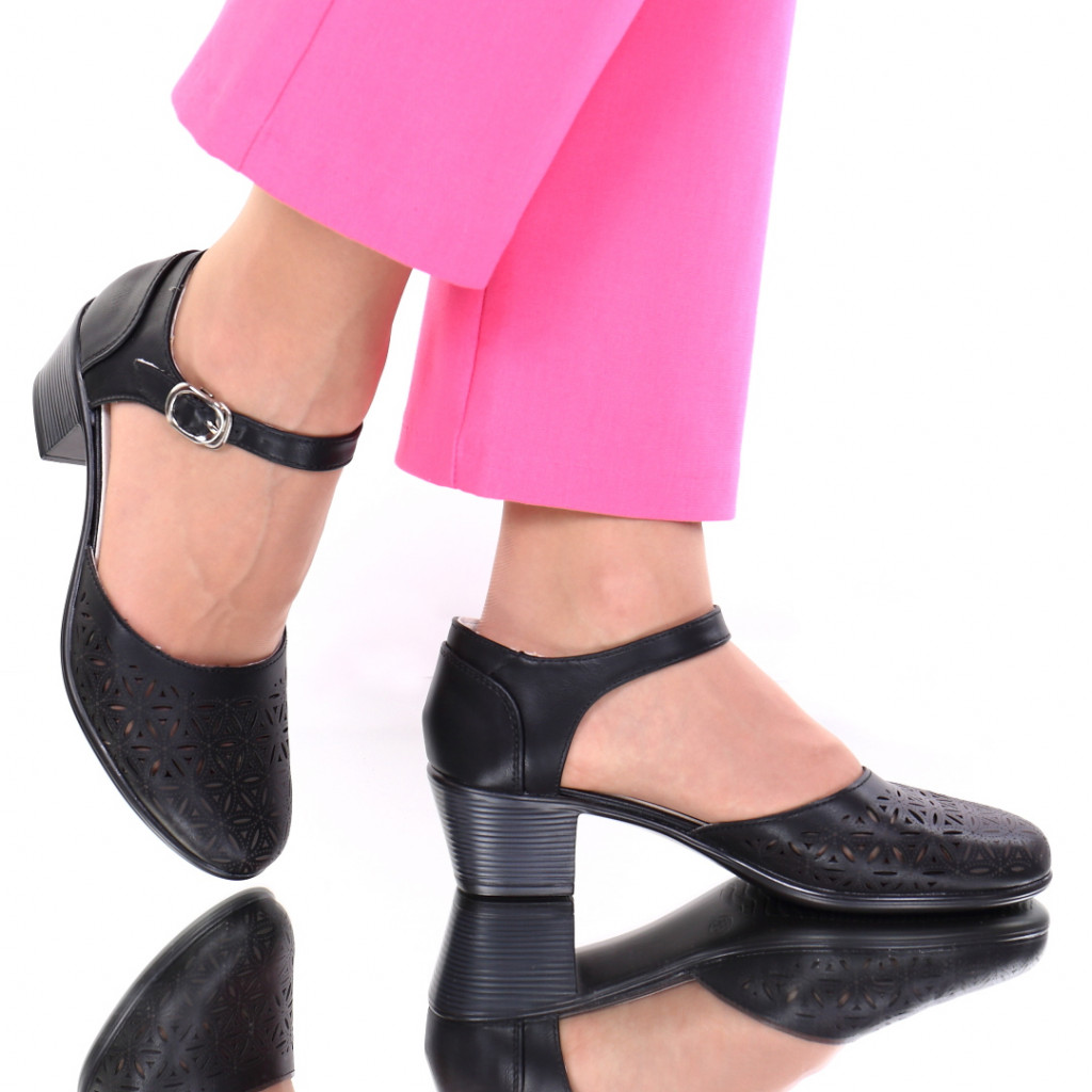 Pantofi Piele Ecologica Negre Abriana