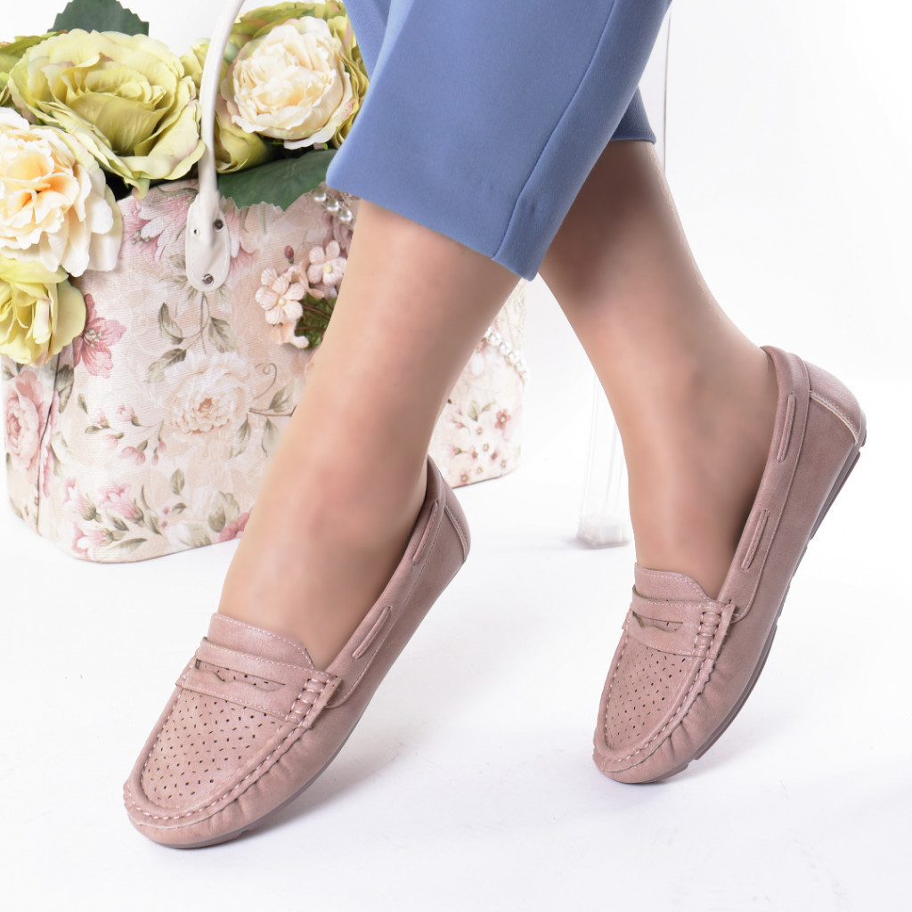 Pantofi roz piele ecologica Aliona