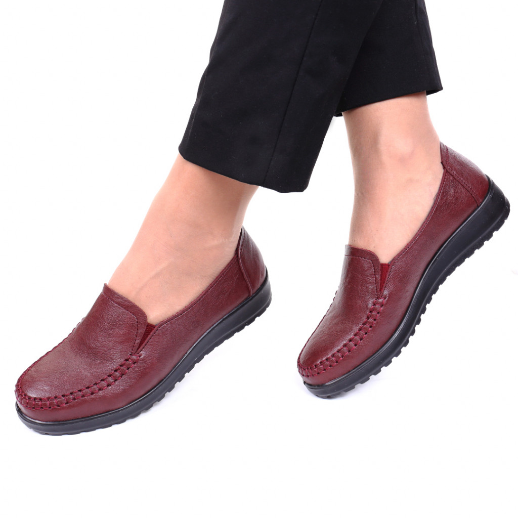 Pantofi piele ecologica bordo violeta