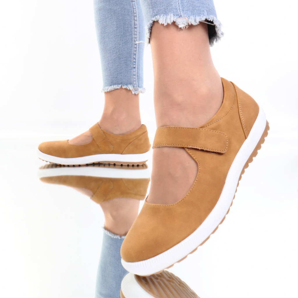 Pantofi piele ecologica camel Luiza