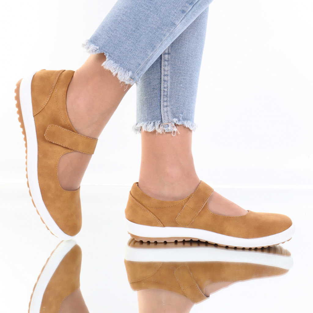 Pantofi piele ecologica camel Luiza