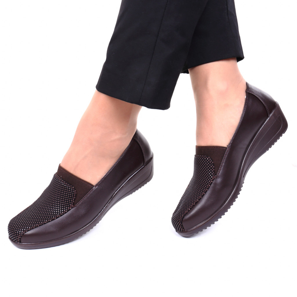 Pantofi piele ecologica maro irina