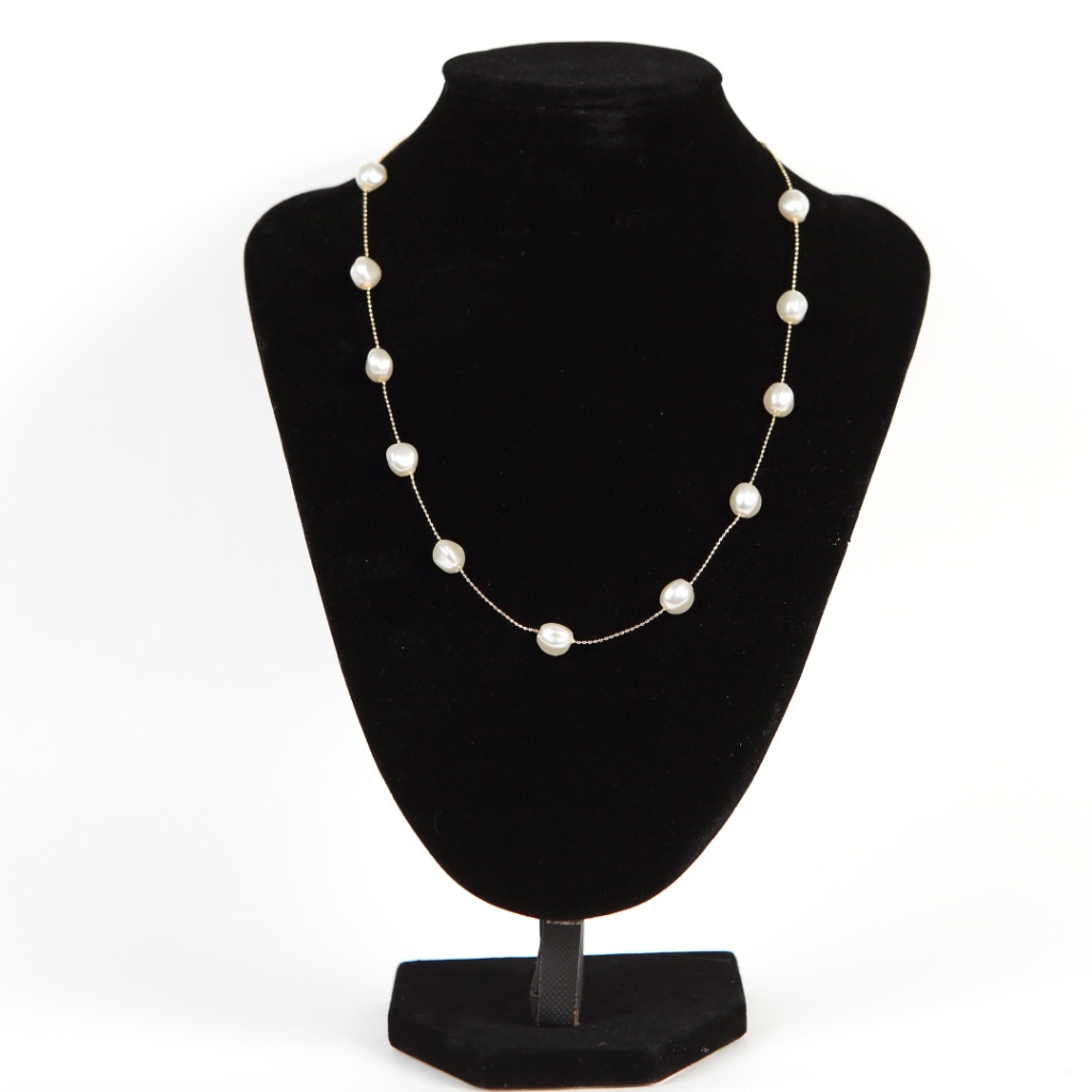 Colier alb din perle artificiale Dalis