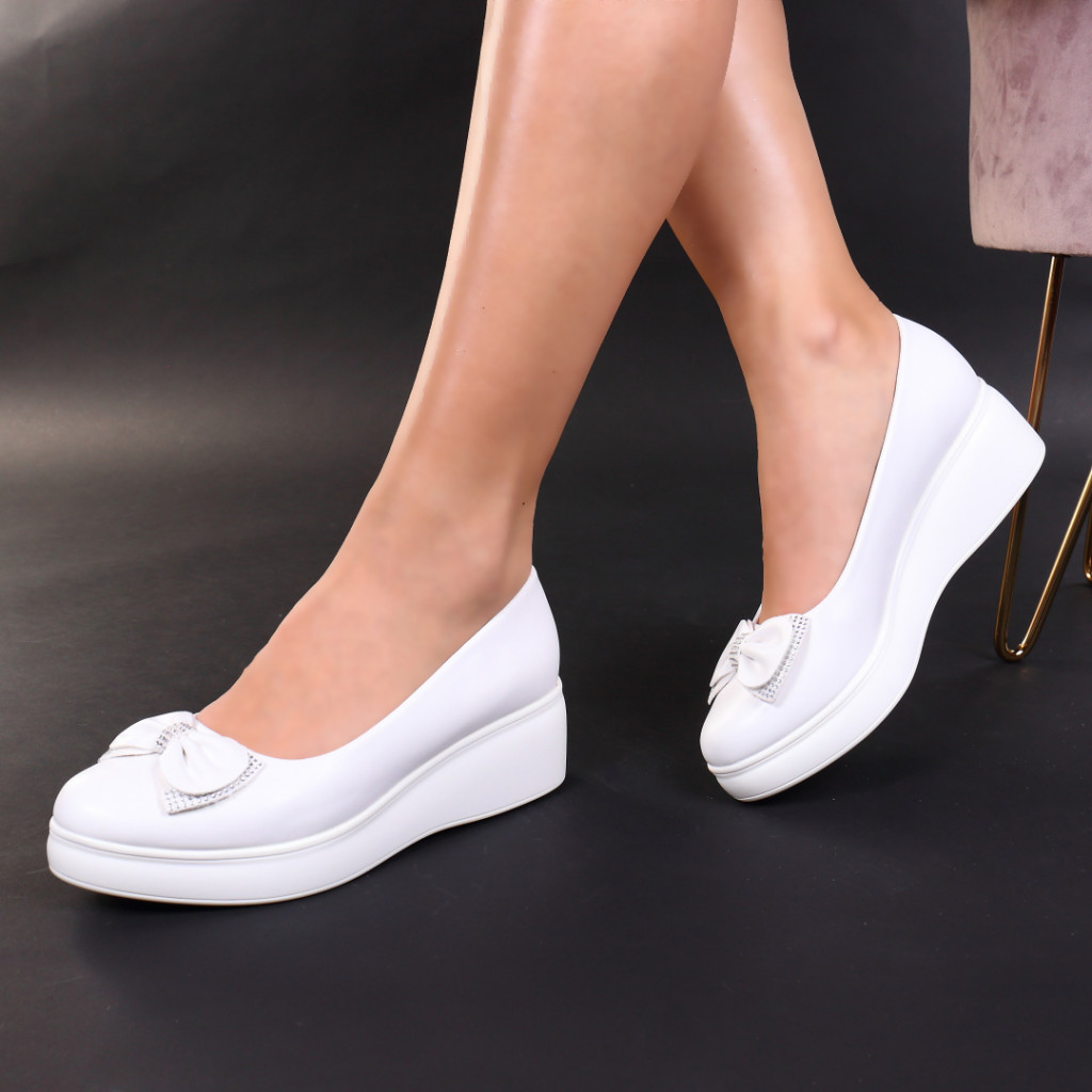 Pantofi albi cu platforma ovidia