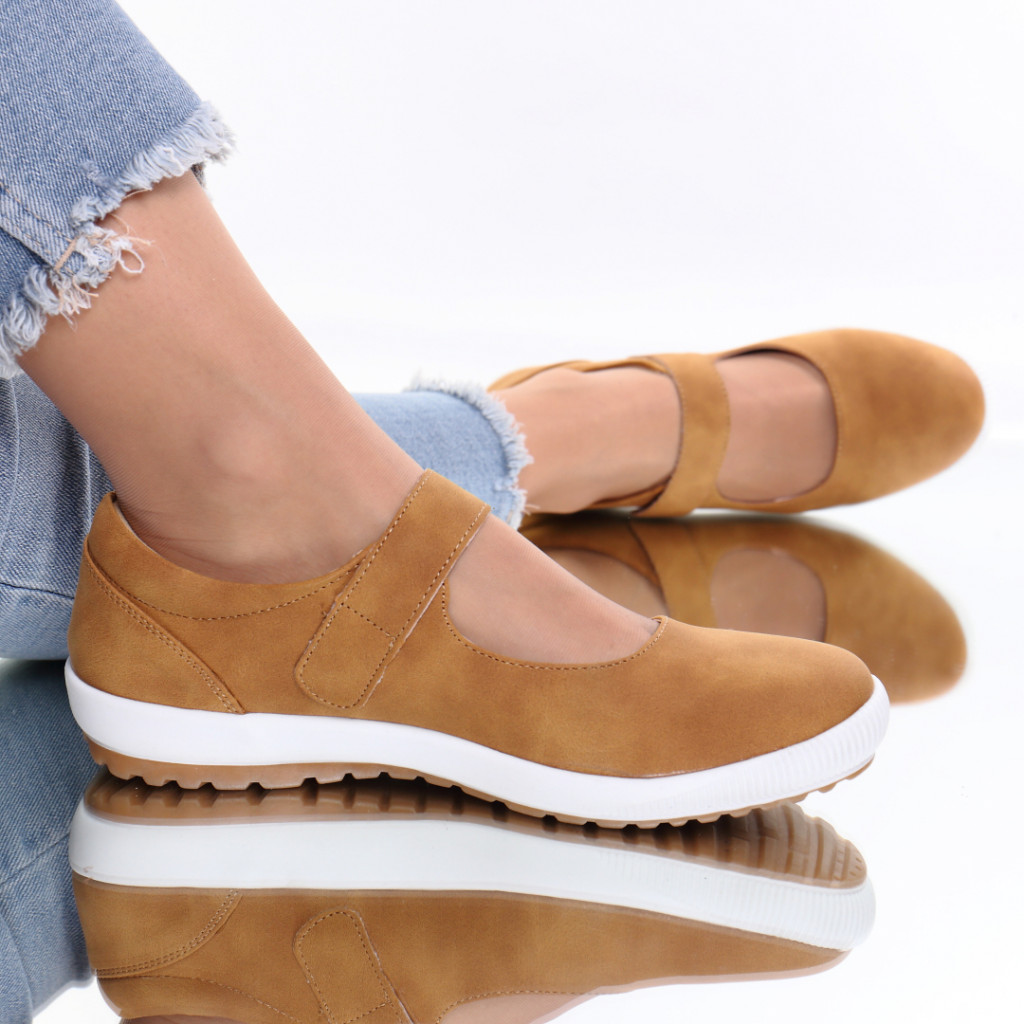 Pantofi piele ecologica camel Luiza