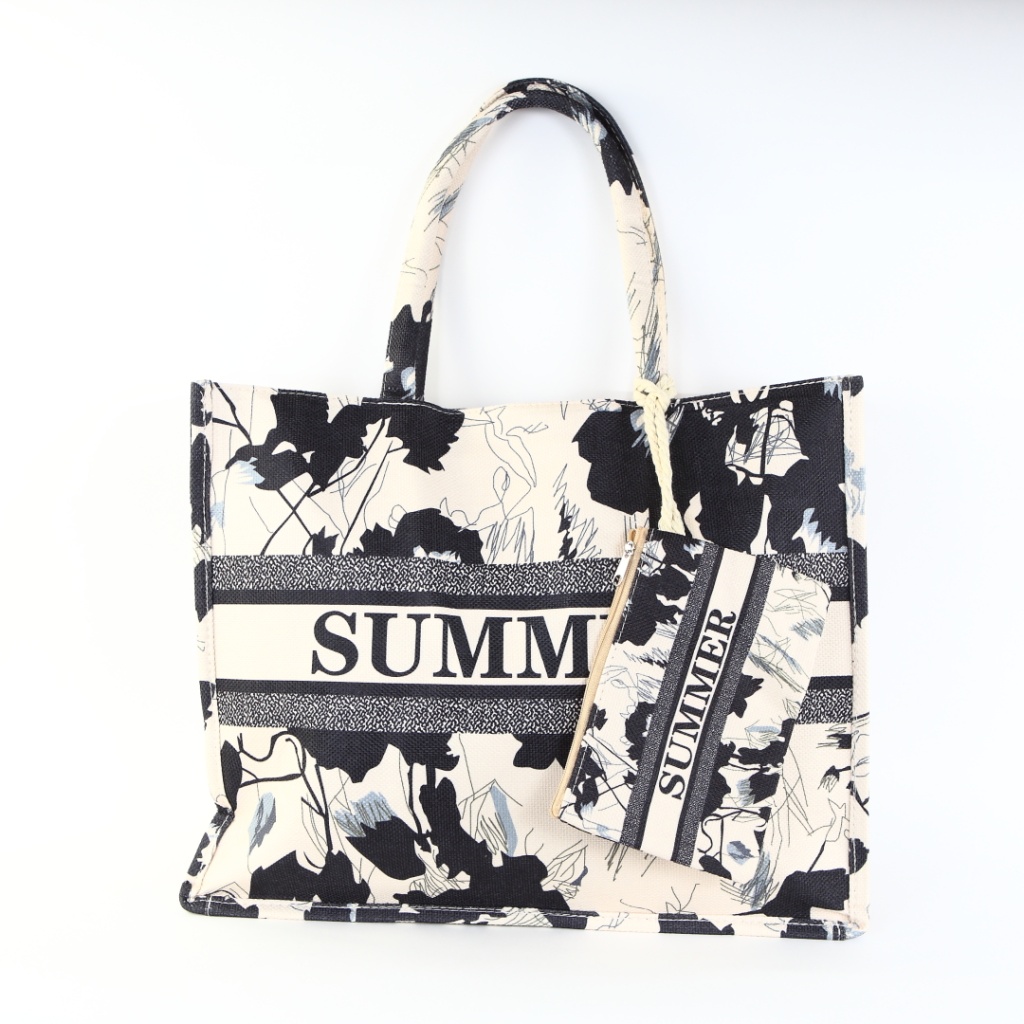 Geanta alb-negru de plaja Syra