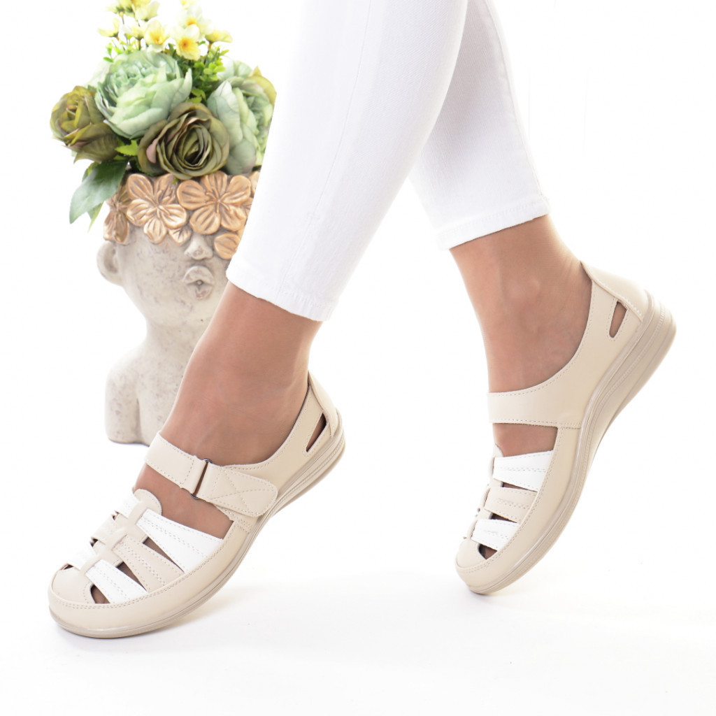 Pantofi bej piele ecologica Florena