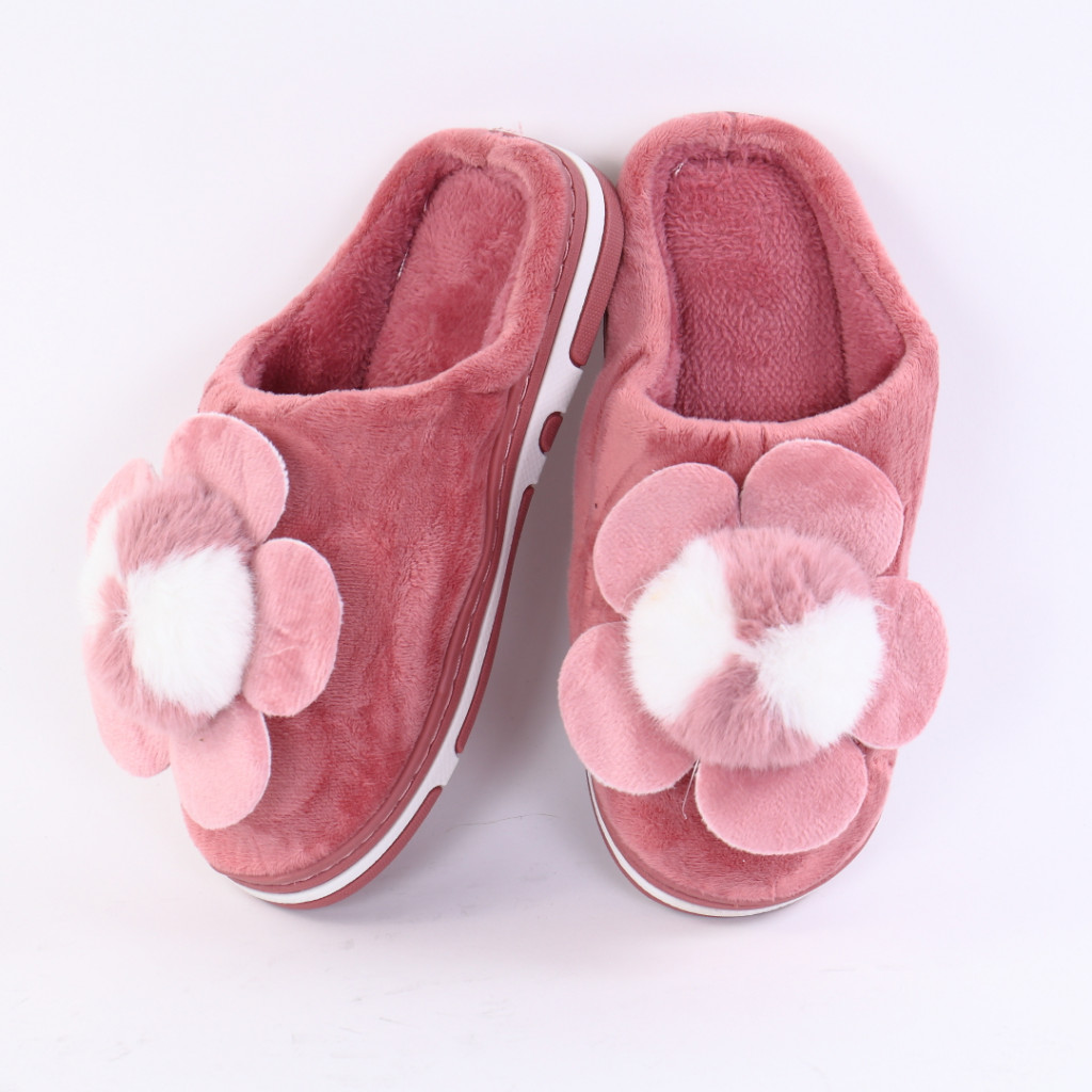 Papuci cu floare roz Lizi