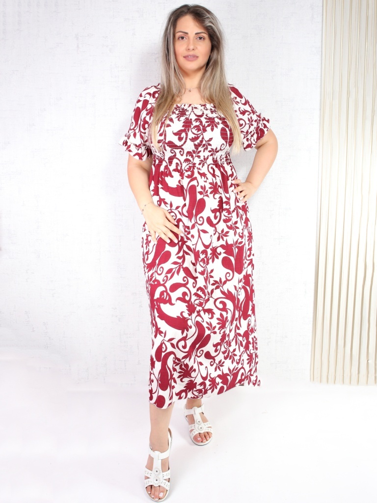 Rochie alb cu rosu Nerimana