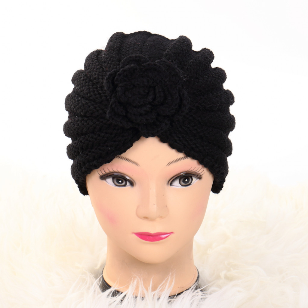 Turban cu floare negru ursa