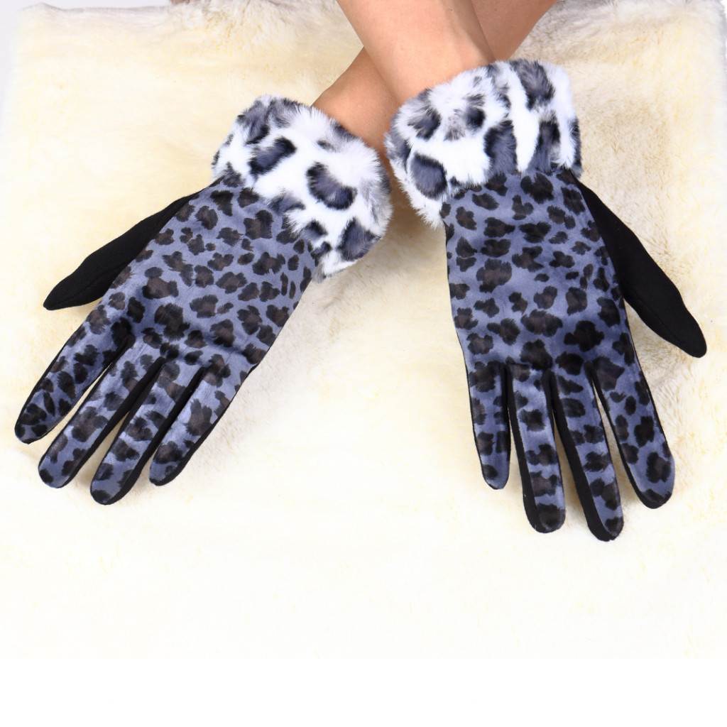 Manusi animal print bleumarin Reva ACCESORII imagine megaplaza.ro