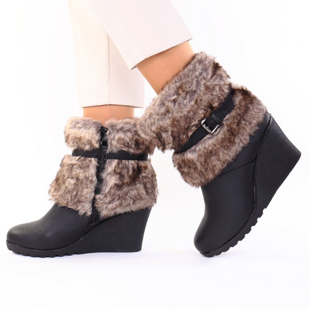 Botine piele ecologica negre victorita