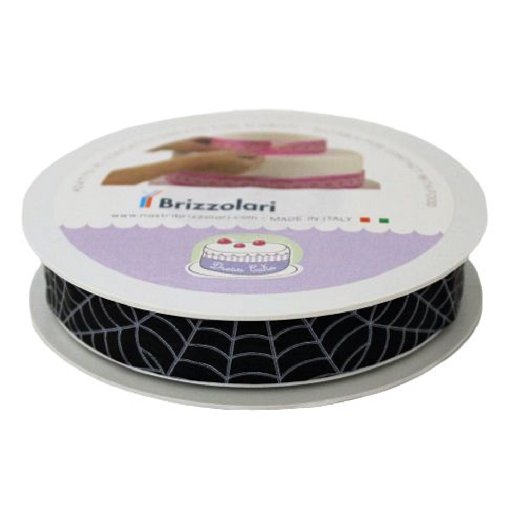 Bandă decorativă Cake Dress, pentru torturi și prăjituri, 2cm x 20m, Spider negru