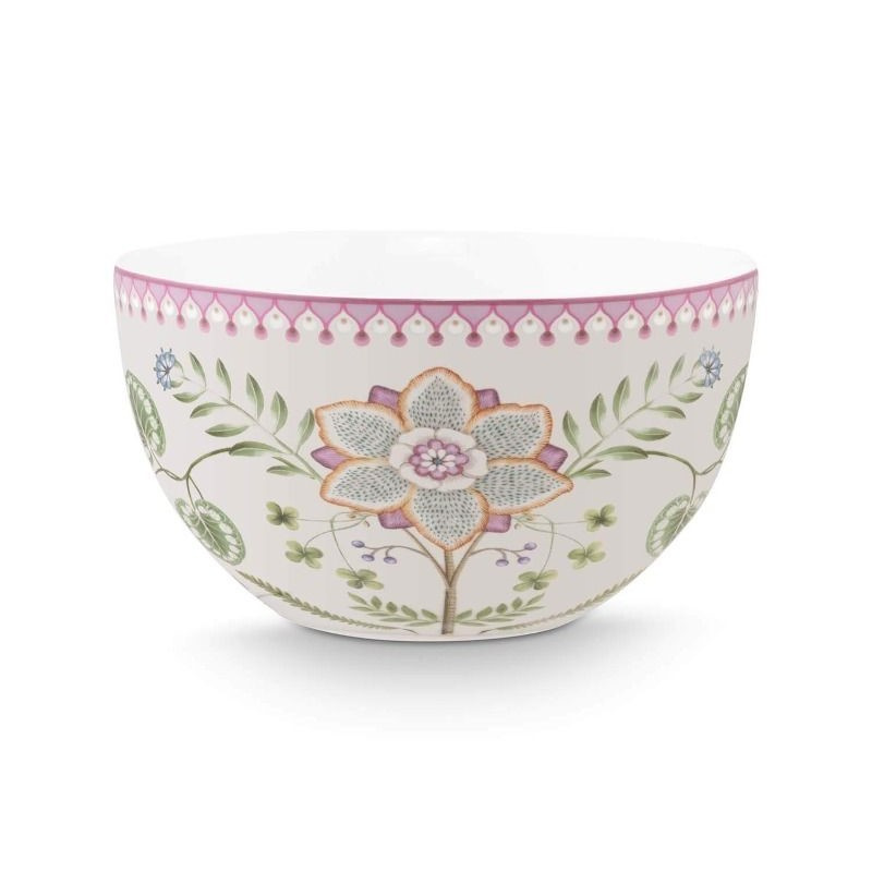 Bol din porțelan, Pip Studio, White, 18 cm, colecția Lily&Lotus