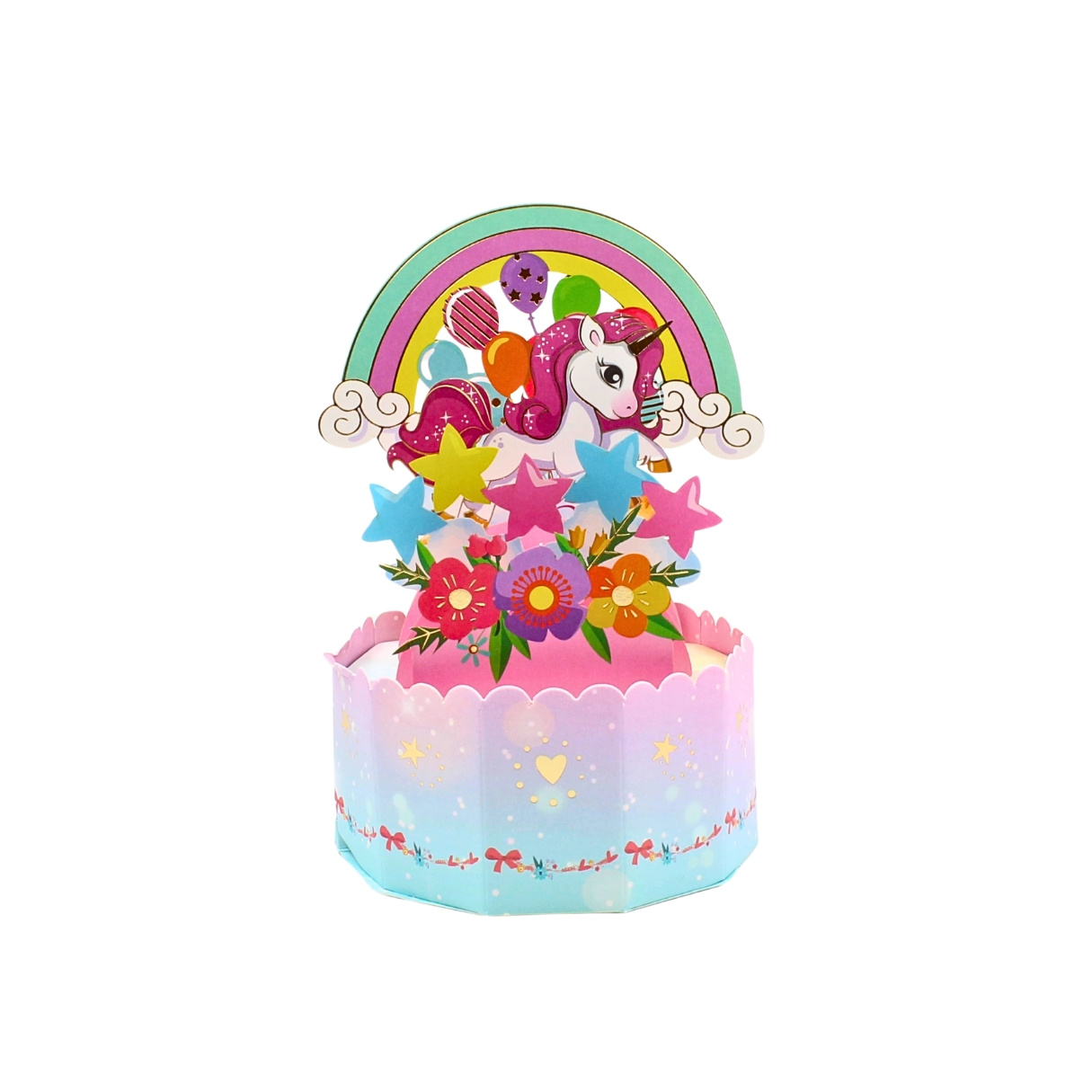 Decorațiune din hârtie Magic Pop-Ups Unicorn cu baloane