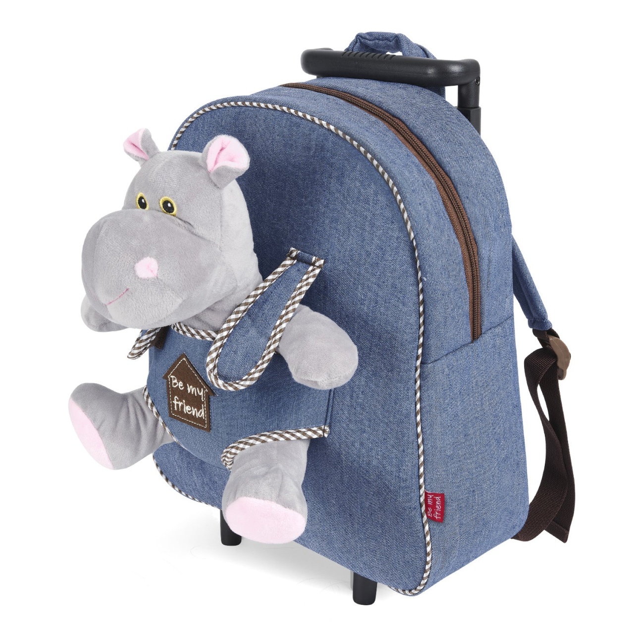 Ghiozdan troller, Perletti, model Hipopotam Holly, 32 cm, colecția Perletti Toys