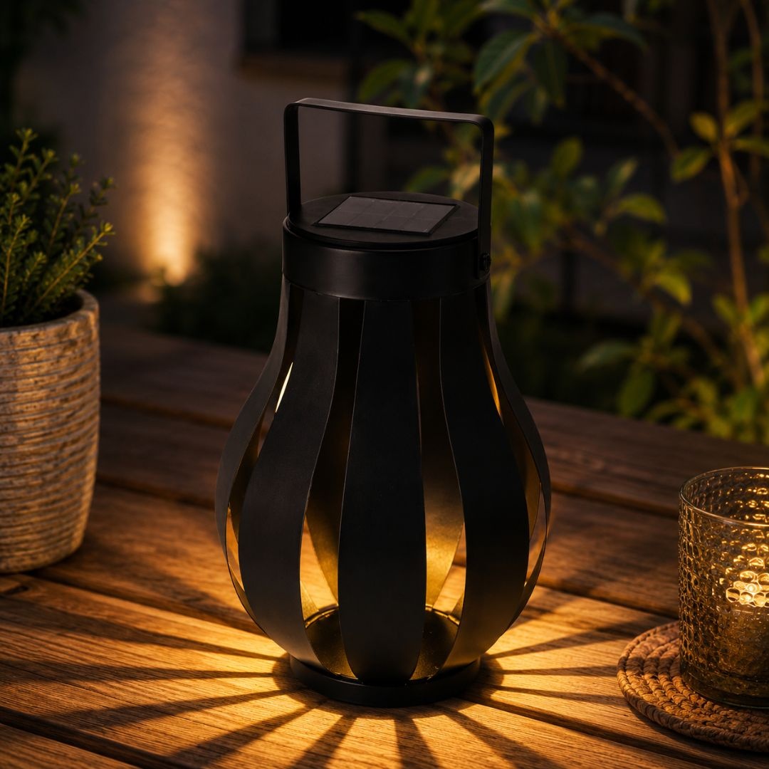 Lampă solară pentru grădină, Progarden, cu LED,15x20 cm, metalică, culoare negru