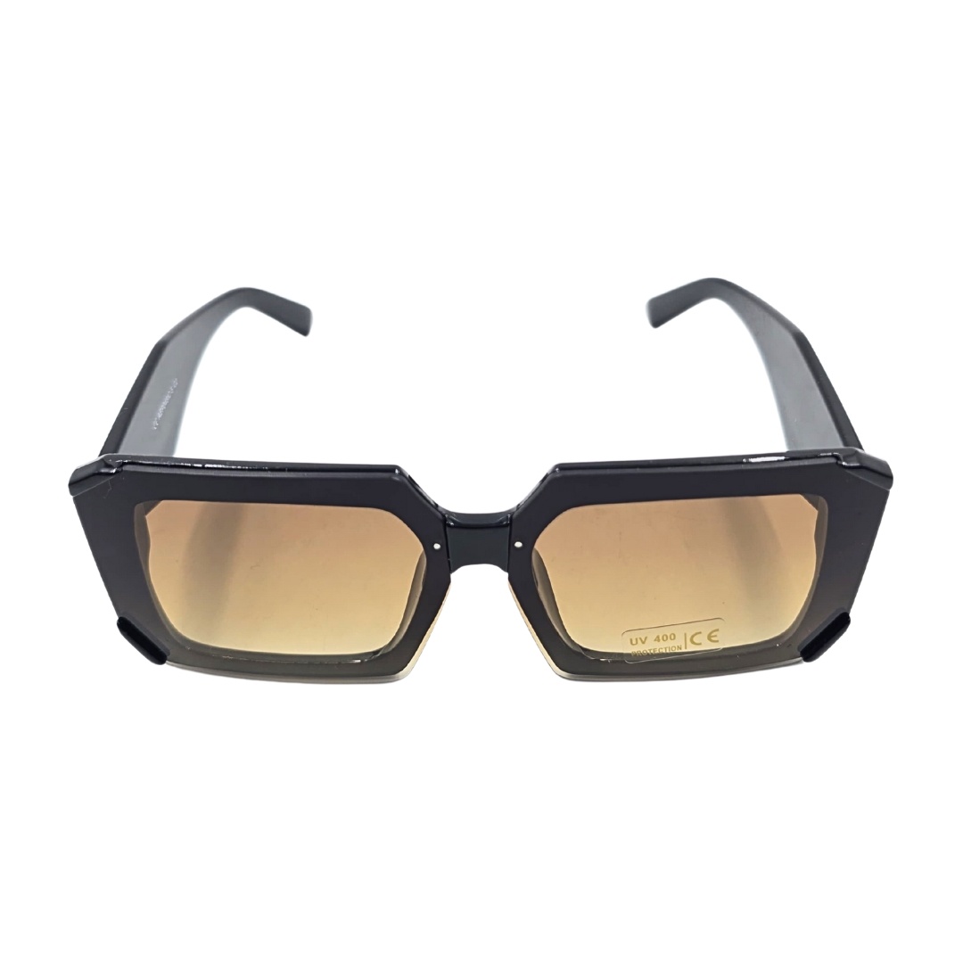 Ochelari de soare, damă, Tiara, ramă neagră, formă pătrată, lentile fumurii, protecție UV 400