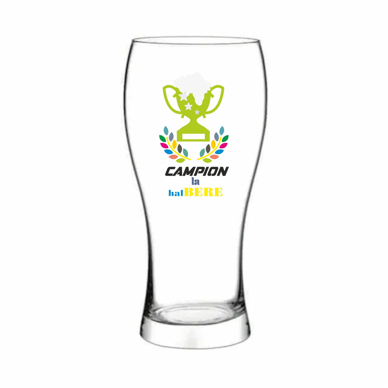 Pahar pentru bere, cu mesajul "CAMPION la halBERE", 500 ml