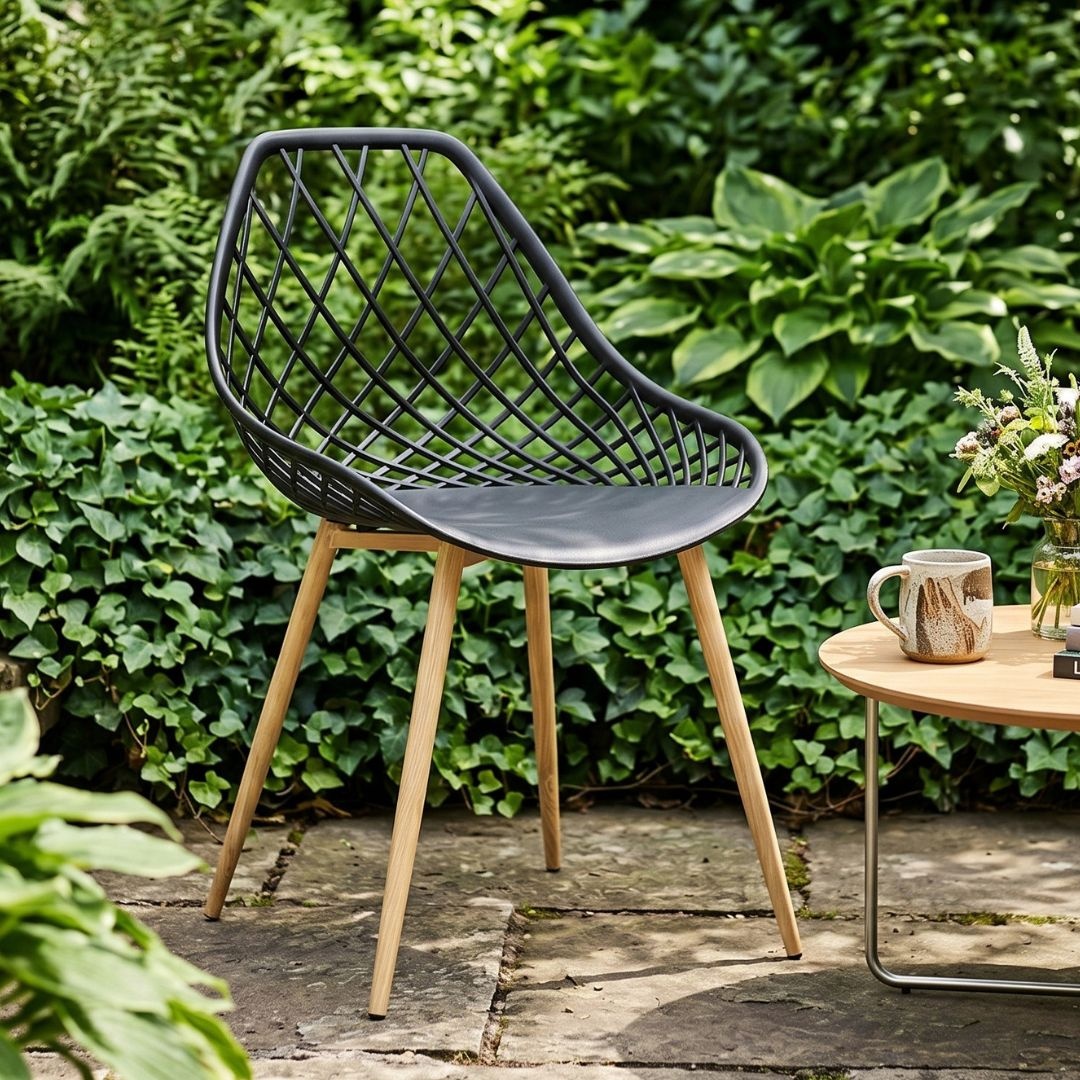 Scaun de grădină ARANDA, Jumi, negru – design modern, rezistent la intemperii