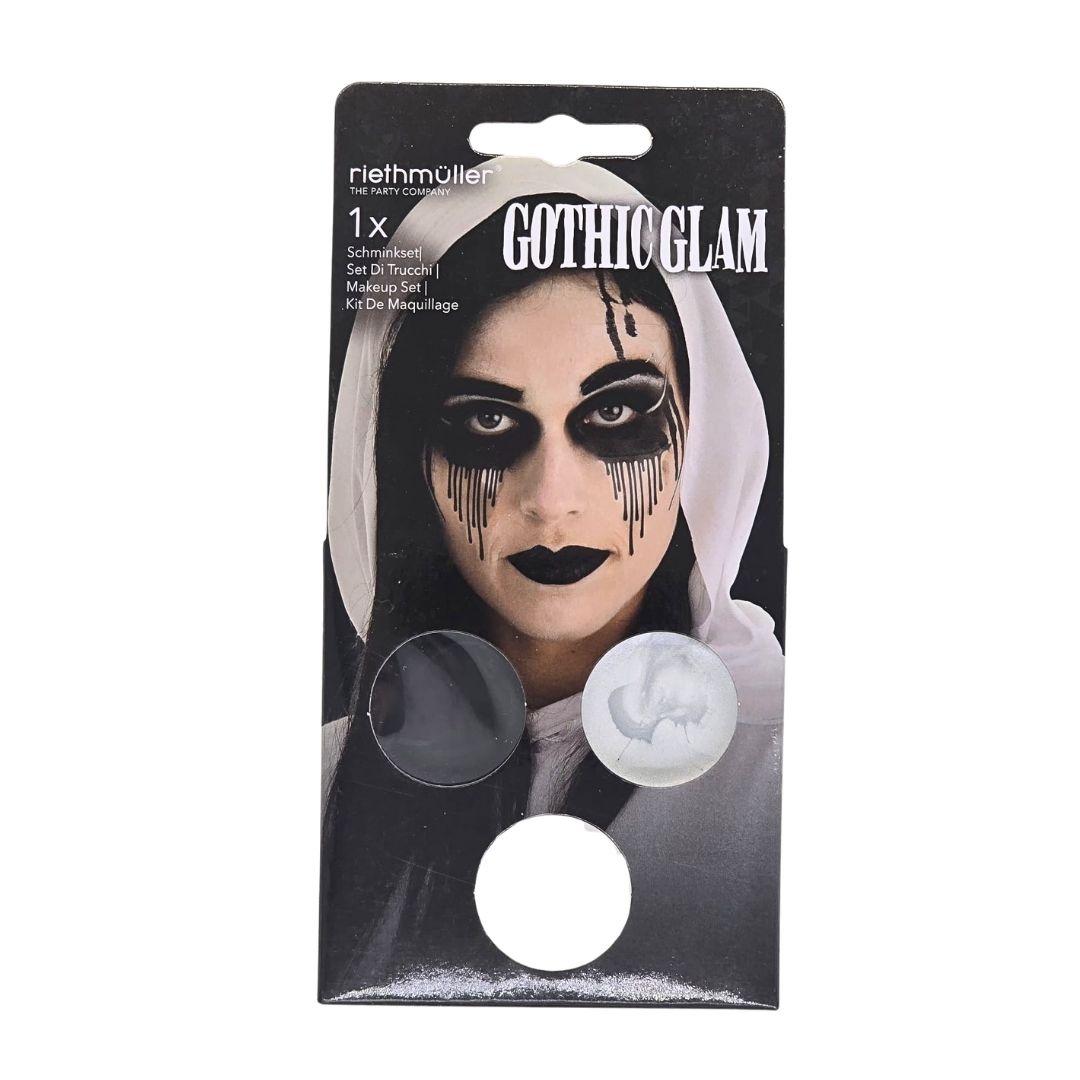 Set de machiaj, Gothic Glam, 3 culori, 2 tatuaje, 1 pensulă – pentru Halloween, carnaval și costume tematice, Amscan