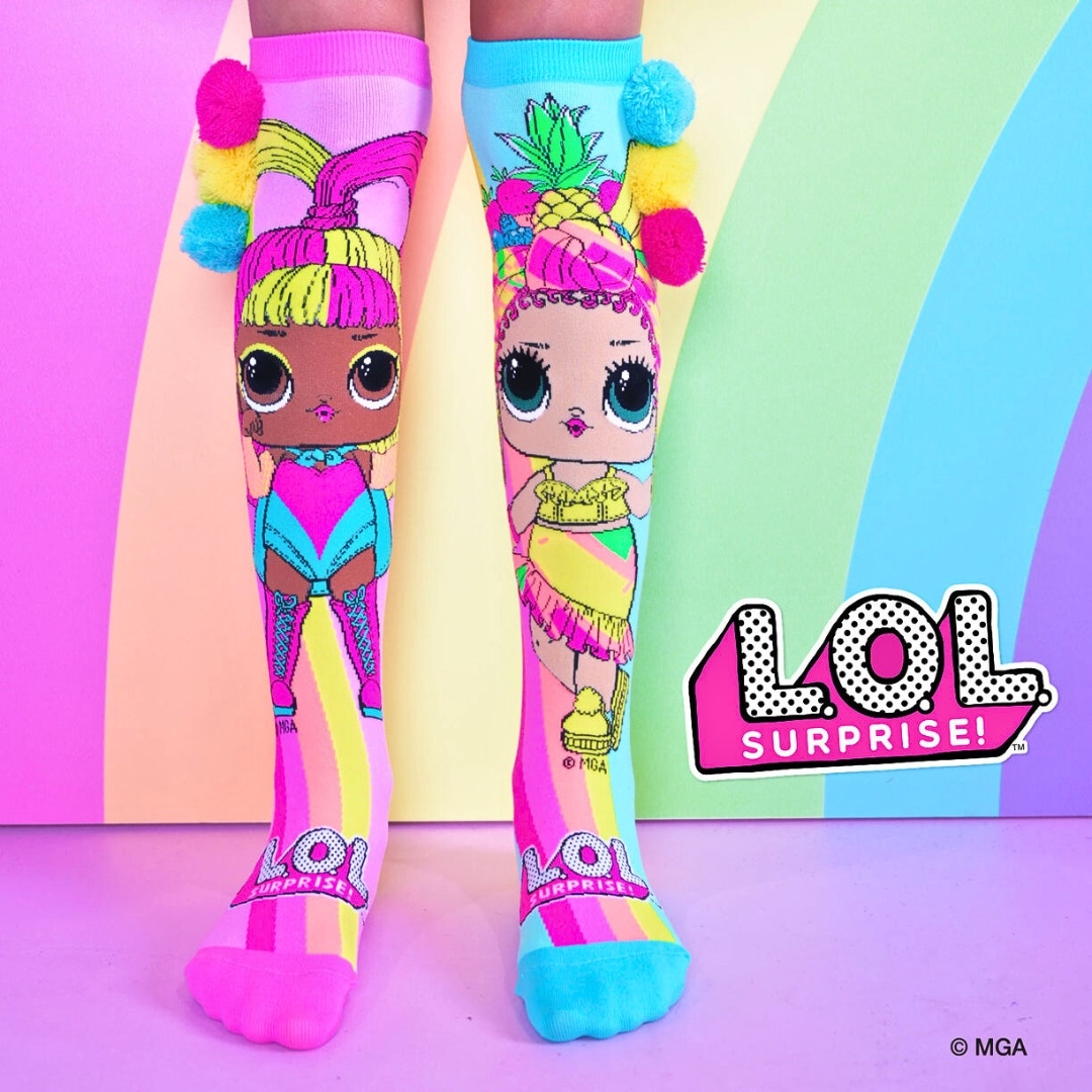 Șosete lungi colorate Madmia pentru fete LOL Chica&Glow 3-5 ani