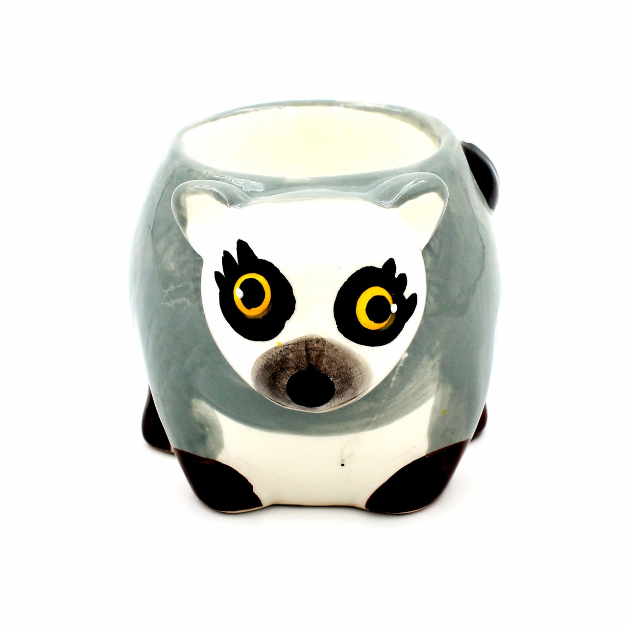 Suport ou din ceramică lemur gri