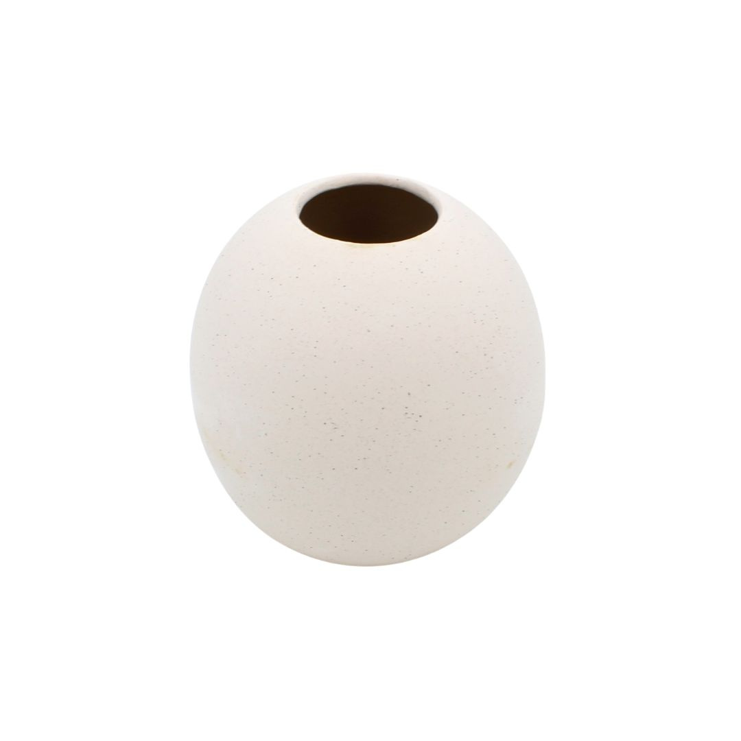 Vază decorativă, bej, din ceramică, 12x12 cm