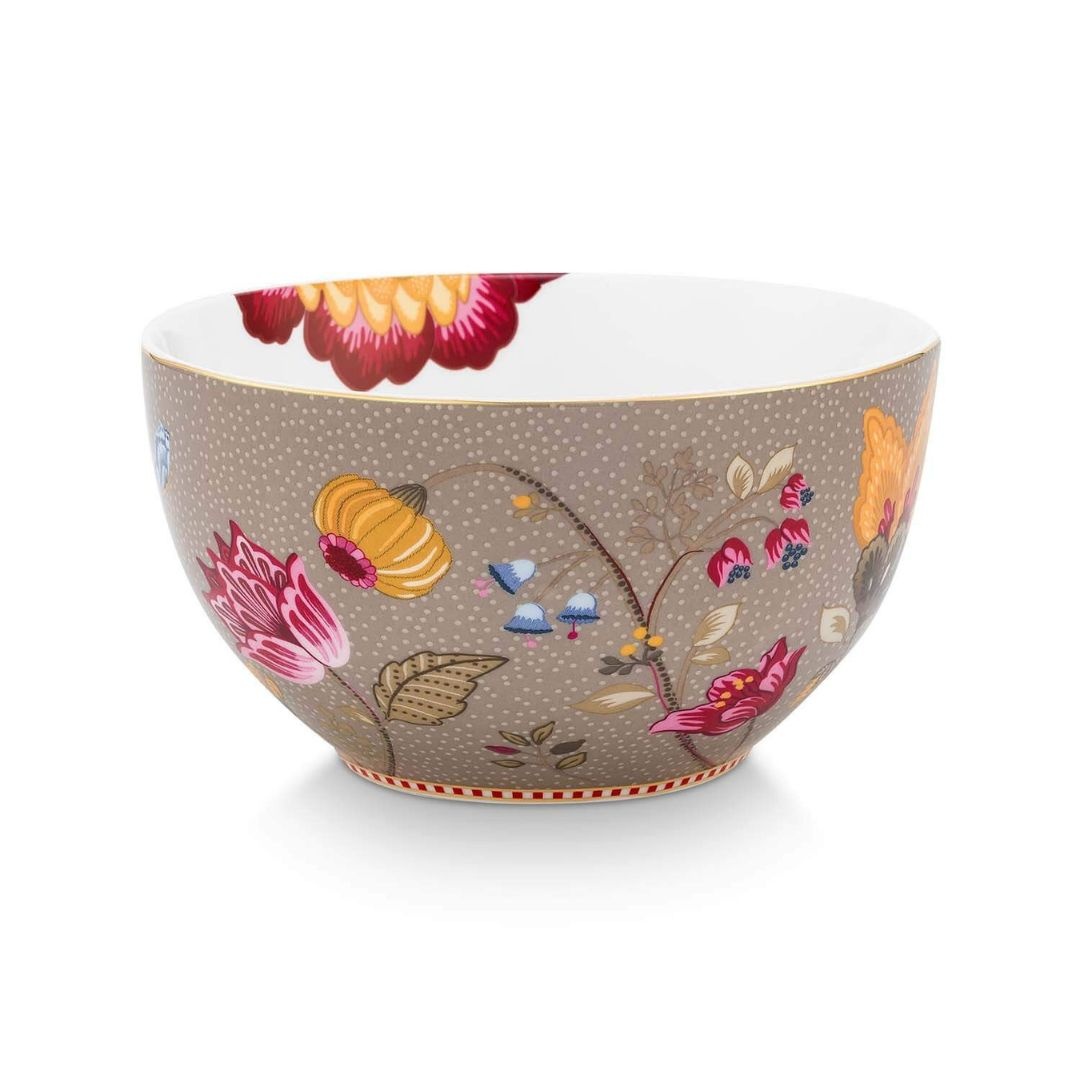 Bol din porțelan, Pip Studio, Khaki, 15 cm, colecția Blooming Tales