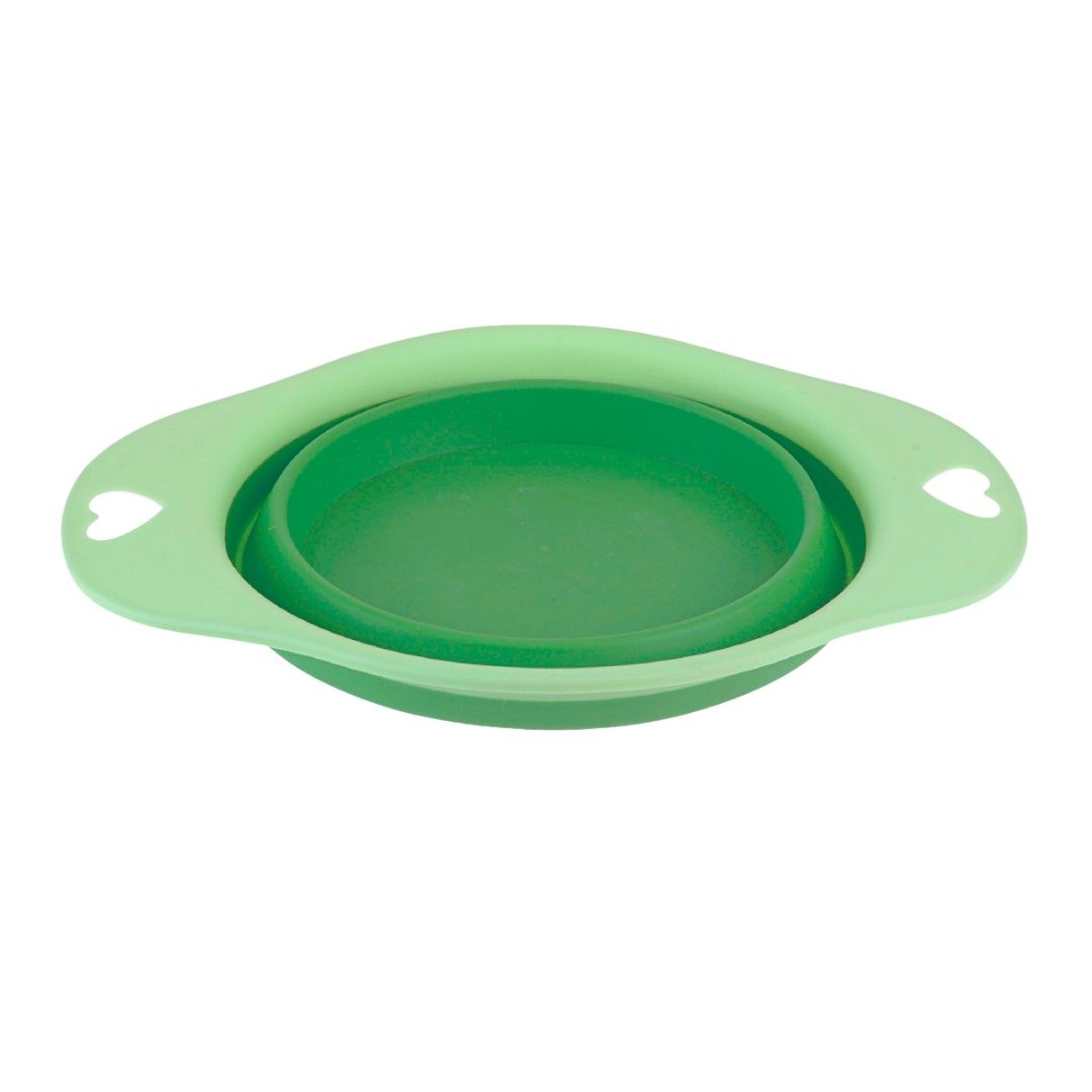 Bol pliabil, din silicon, pentru animale, 19 cm, culoarea verde