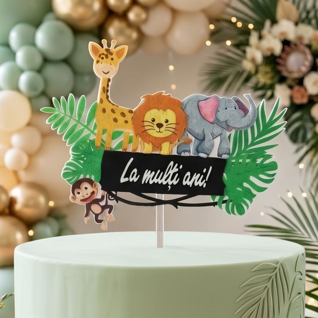 Cake Topper pentru tort, model cu animăluțe zoo
