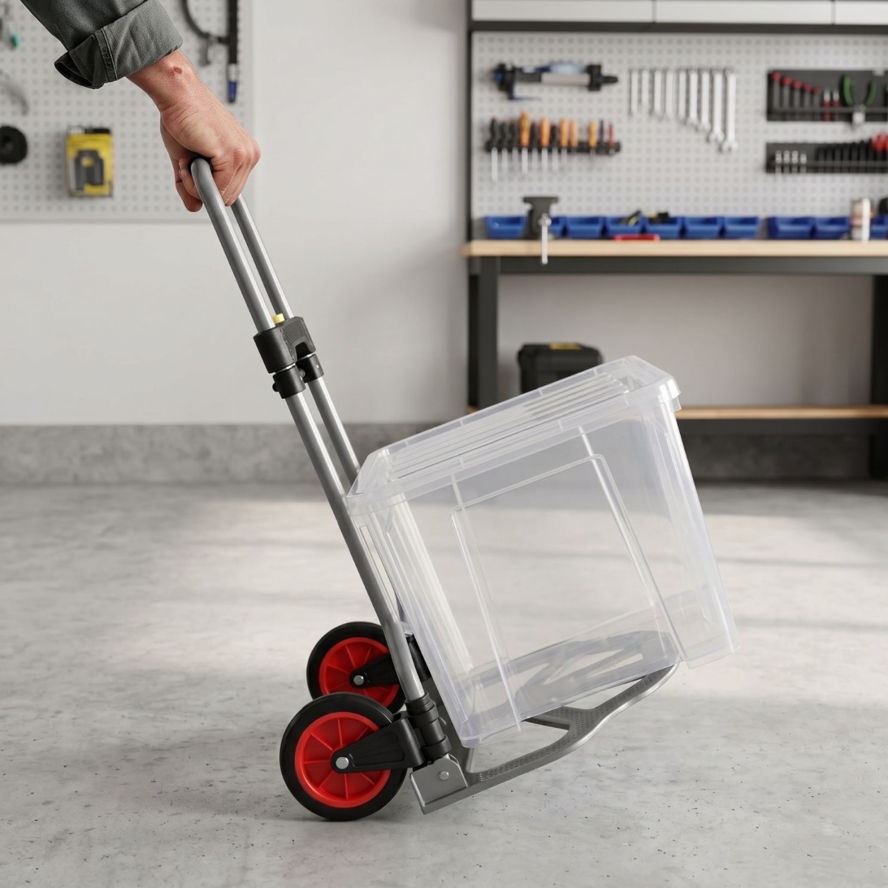Cărucior pentru transport, pliabil, cu mâner telescopic, max. 60 kg, platformă rabatabilă