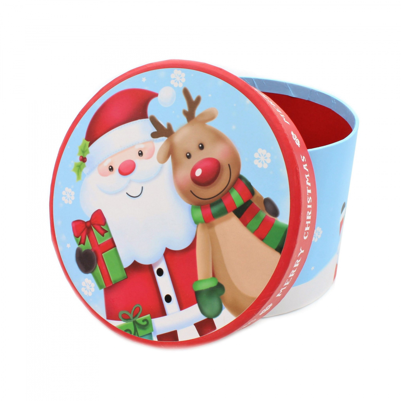 Cutie pentru cadouri rotunda Santa Friends