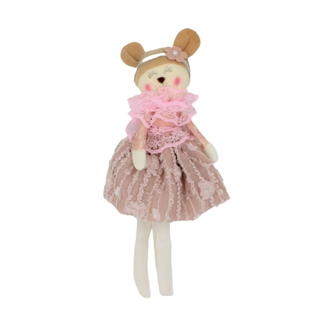 Decorațiune Zooky animăluț ursuleț rochiță roz prăfuit