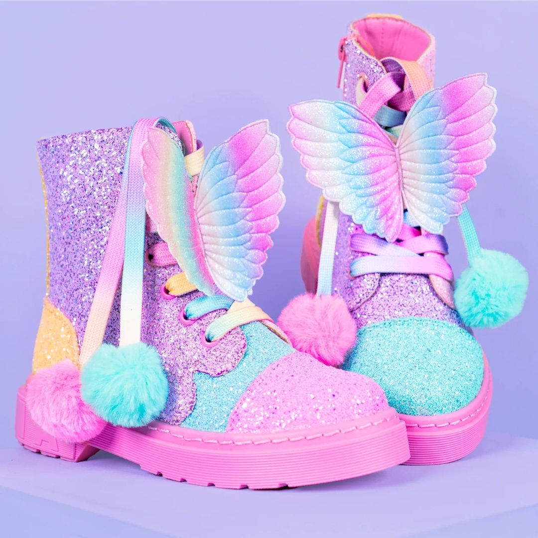 Ghetuțe Madmia, pentru fete, cu aripi de zână, rainbow glitter
