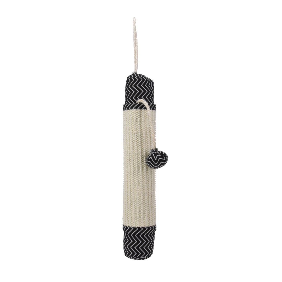Jucărie de zgâriat și agățat cu minge, pentru pisici, 38x7x7 cm, culoarea negru